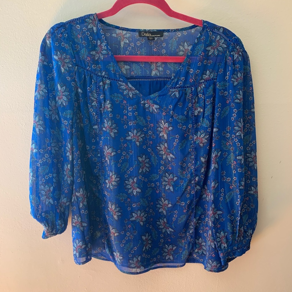 Dalia dark blue floral blouse